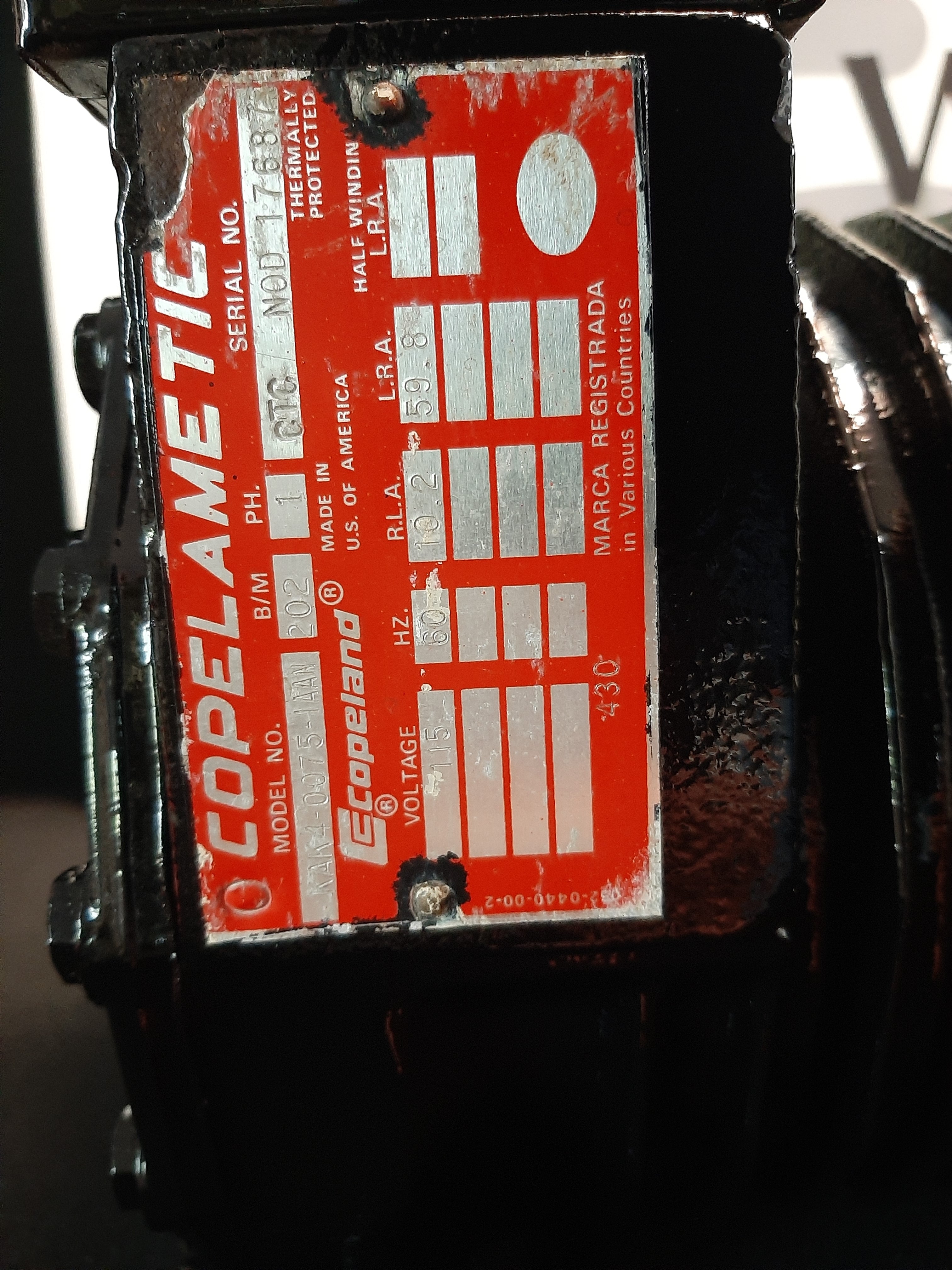 Copeland KAK4-0075-IAAN Coplamatic Compressor Motor