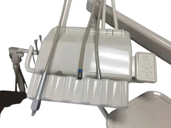 A-dec 1021 Cascade Radius Chair with Euro-style Delivery, Assist. Pkg., Dual Touch Pads, 6300 Light, and Matching Stools.