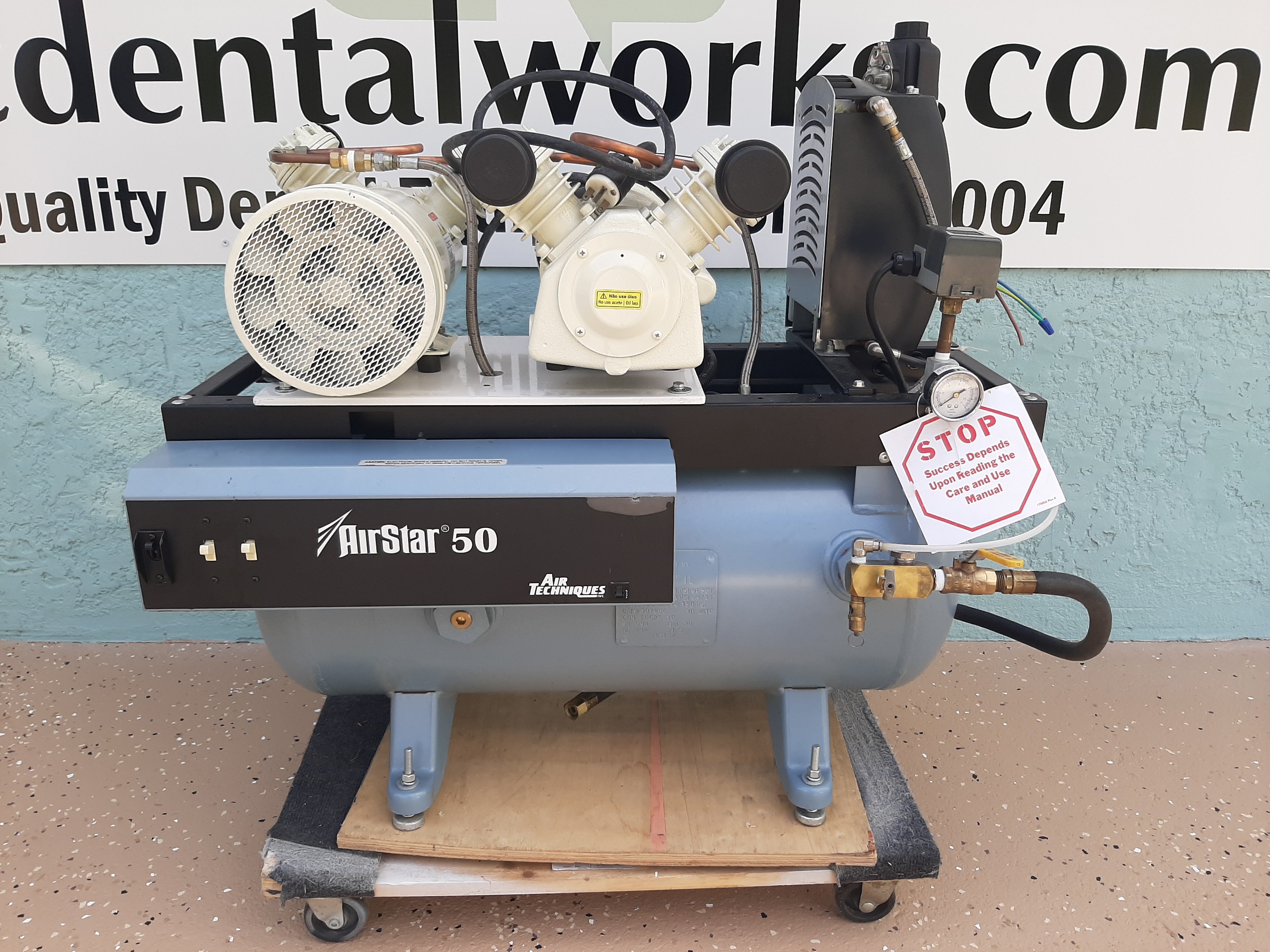 Air Techniques Airstar 50 Refurbished 2 New Schulz Oil less MSV 6 Heads - Refurbished dental equipment