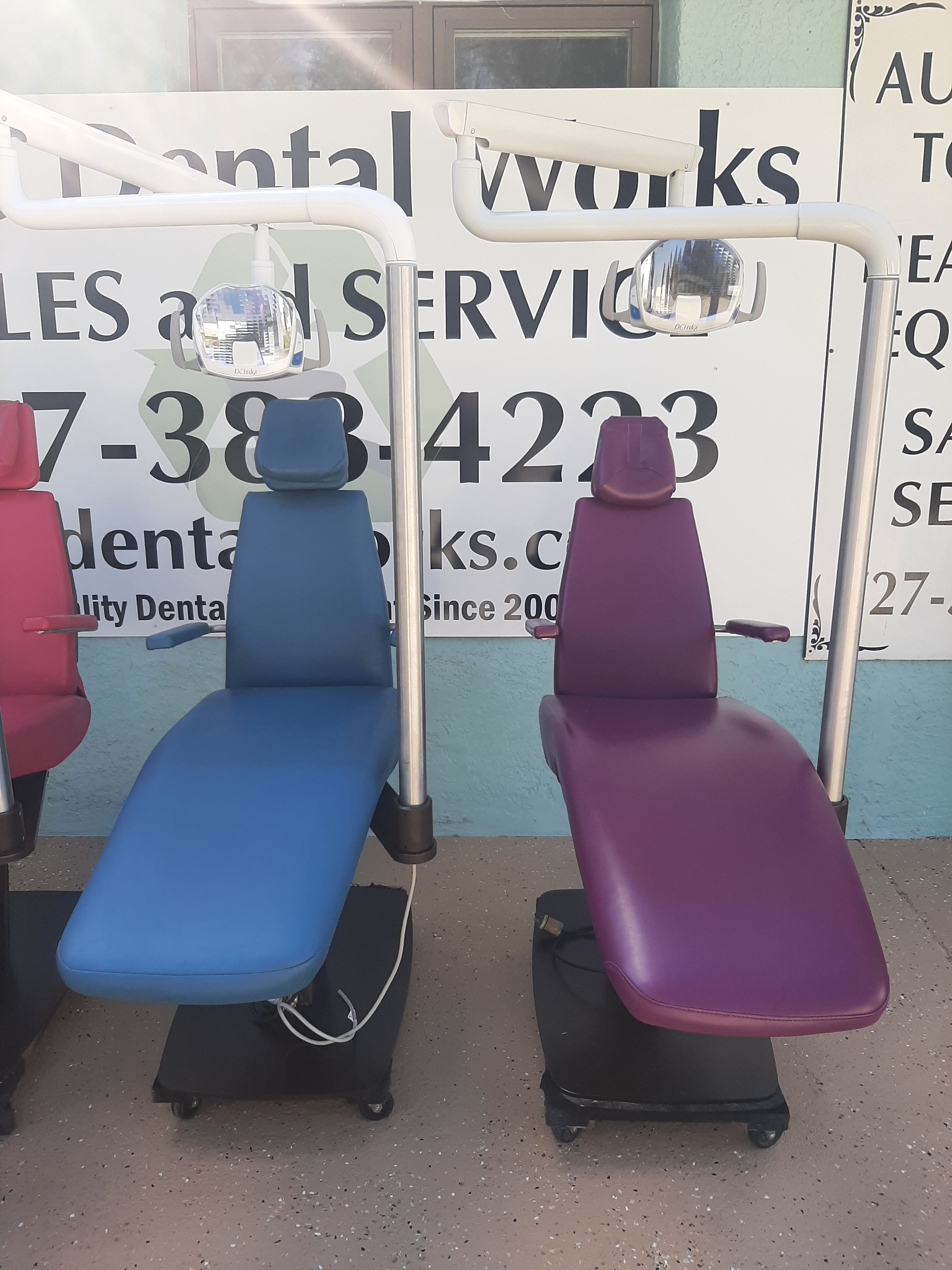 Royal Dental Ortho Chair Lot Of 4 Patient Ready with post mounted DCi & Pelton & Crane LED lights Nice! — Refurbished & Certified