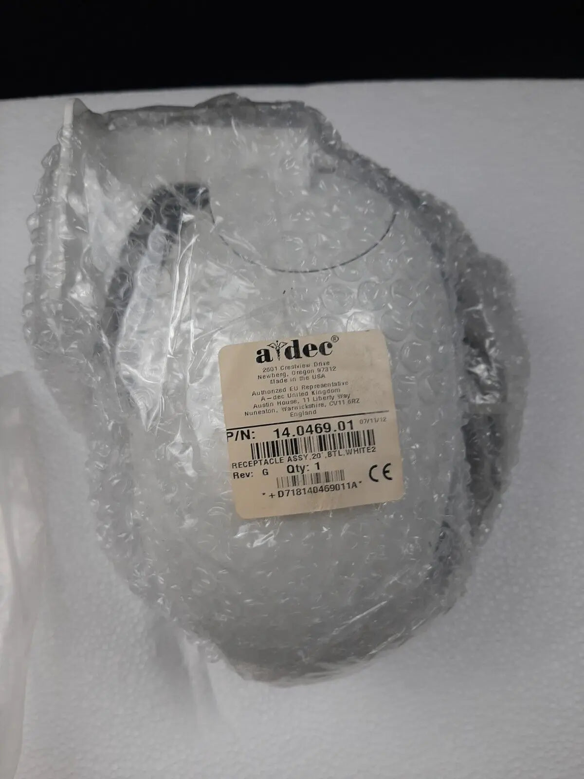 Adec Water Bottle Receptacle ASSY 14.0469.01 New Wall Cabinent Mount White ADEC