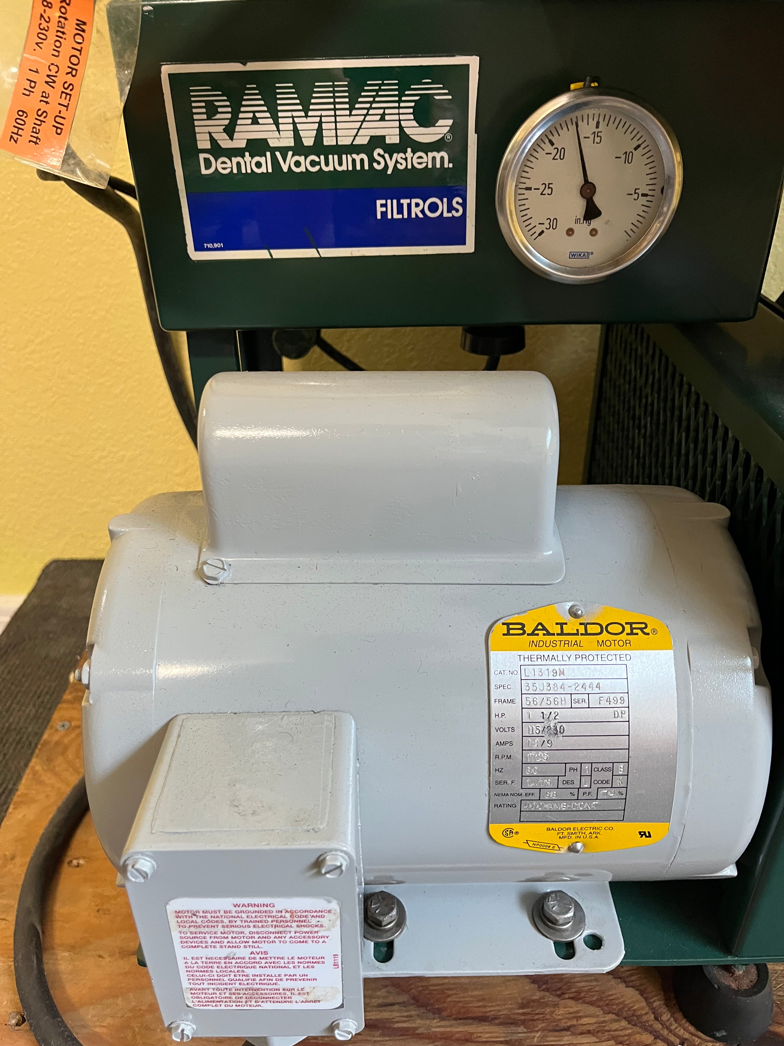 Refurbished Ramvac Bulldog QT2 Dental Vacuum System with New 1.5 HP Baldor Motor | 6-Month Warranty