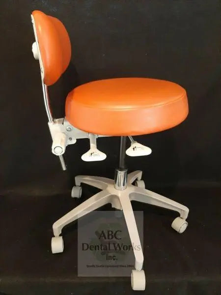 Crown Seating Dental Operators Stool Excellent Cond Orange Vinyl Upholstery Nice.