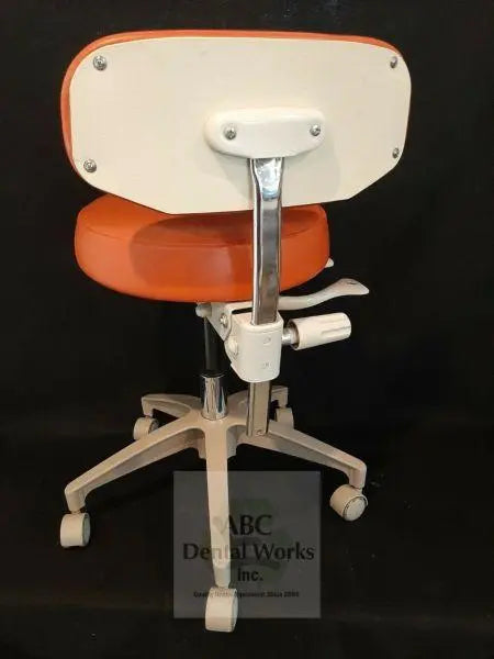 Crown Seating Dental Operators Stool Excellent Cond Orange Vinyl Upholstery Nice.