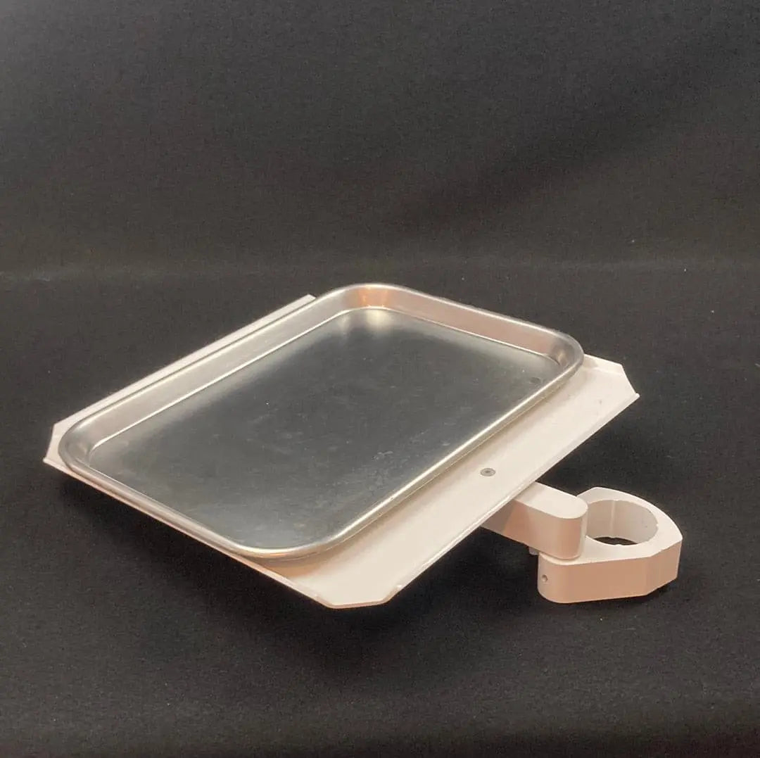 Stainless steel utility tray mount for 2-inch post rail systems
