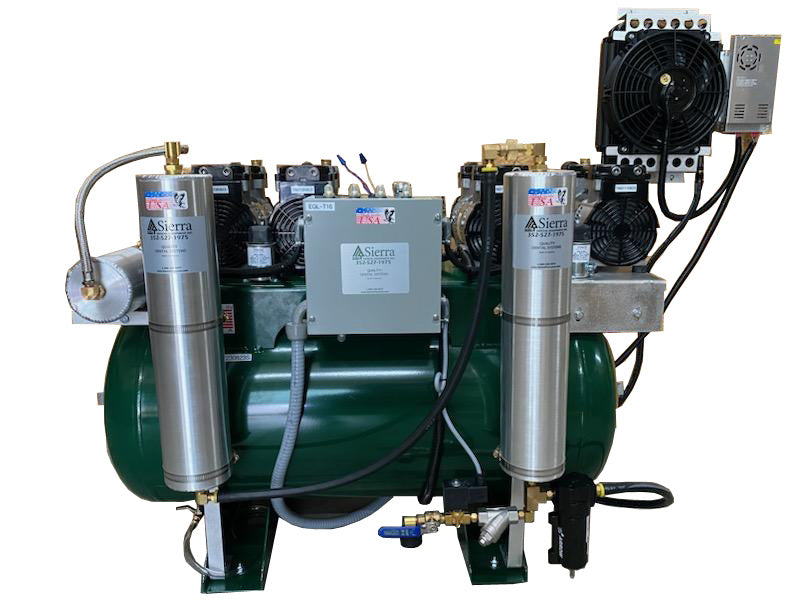 Sierra Eagle EGL-T-16 high efficiency oil-less dental air compressor, front view, new