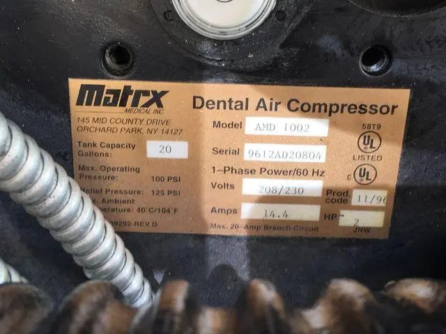 MDS Matrx AMD-100-2 Air Compressor 4-6 User Used.