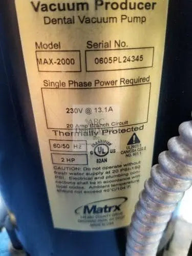 Matrx MaxiMizer 2Hp Wet Ring Vacuum Stand Alone Pump Cartridge.