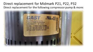 Sierra TMS-2775-M compressor head installation comparison against Midmark 002-1668-00