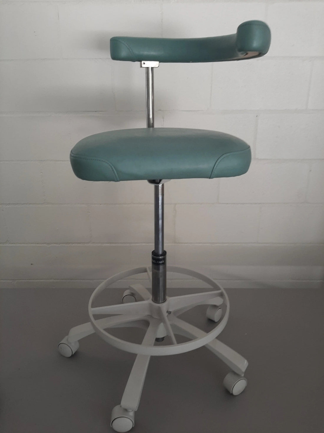 Royal Assistants sea foam green dental stool, front view