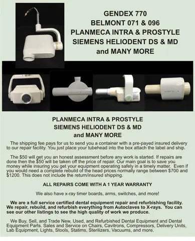 Siemens Sirona Heliodent DS Dental Intraoral X-ray Tubehead Repair Estimate SIEMANS