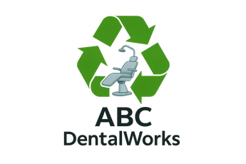 green recycle sign with dental chair in the middle and text that says ABC DentalWorks